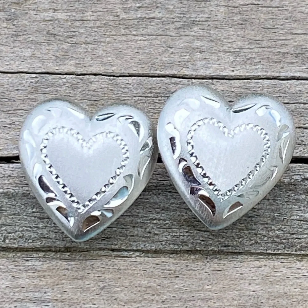 Vintage Beau B Heart Earrings .925 Sterling Silver - Picture 1 of 8